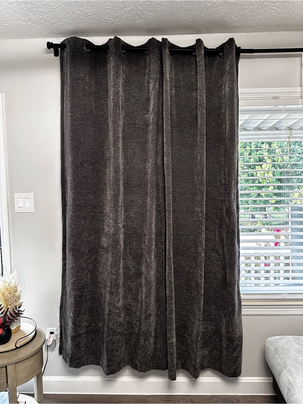 UGG Dark Charcoal Velvet-Look Grommet Window Curtain